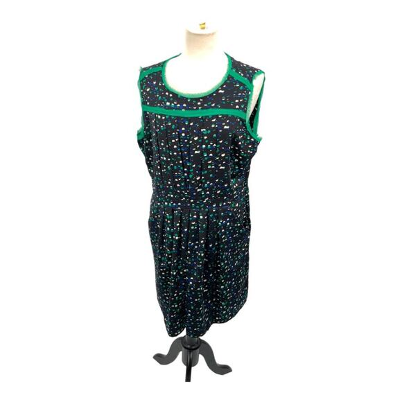 I Heart Ronson Black Green Printed Dress with Pockets Size 16 - Picture 3 of 8